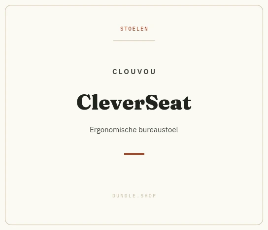Merkkaart CLOUVOU CleverSeat bureaustoel