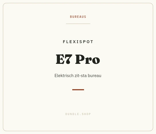 Merkkaart FlexiSpot E7 Pro zit-sta bureau