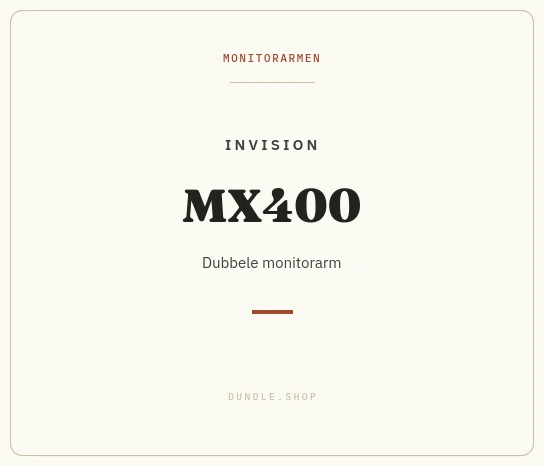 Merkkaart Invision MX400 dubbele monitorarm